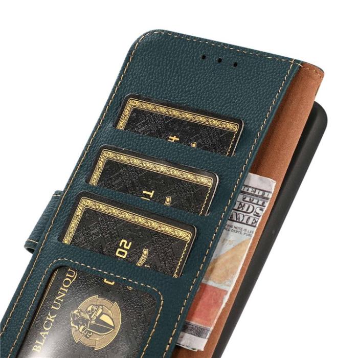KHAZNEH - KHAZNEH Galaxy S23 Plånboksfodral Äkta Läder RFID - Grön