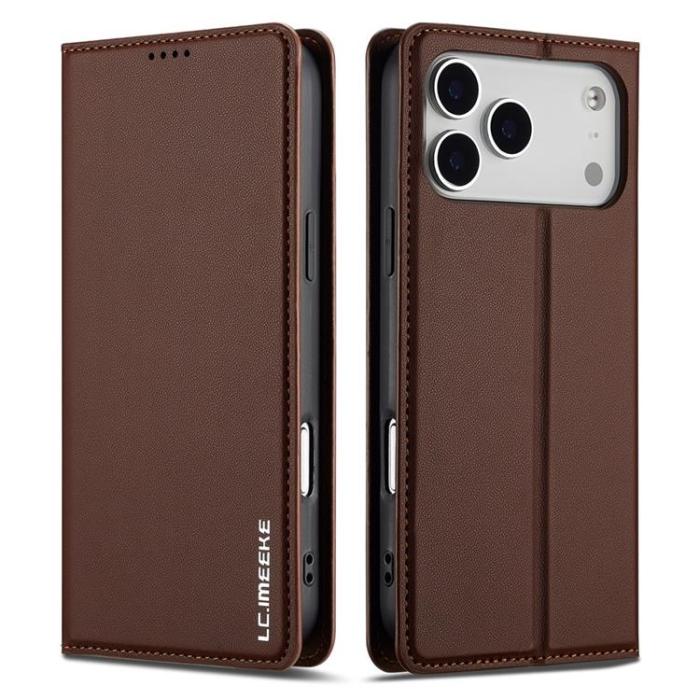 LC.imeeke - LC.IMEEKE iPhone 17 Pro Plånboksfodral PU Läder - Brun