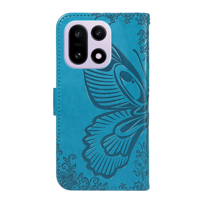 A-One Brand - OnePlus 15 5G Plånboksfodral Butterfly Pattern PU Läder - Blå