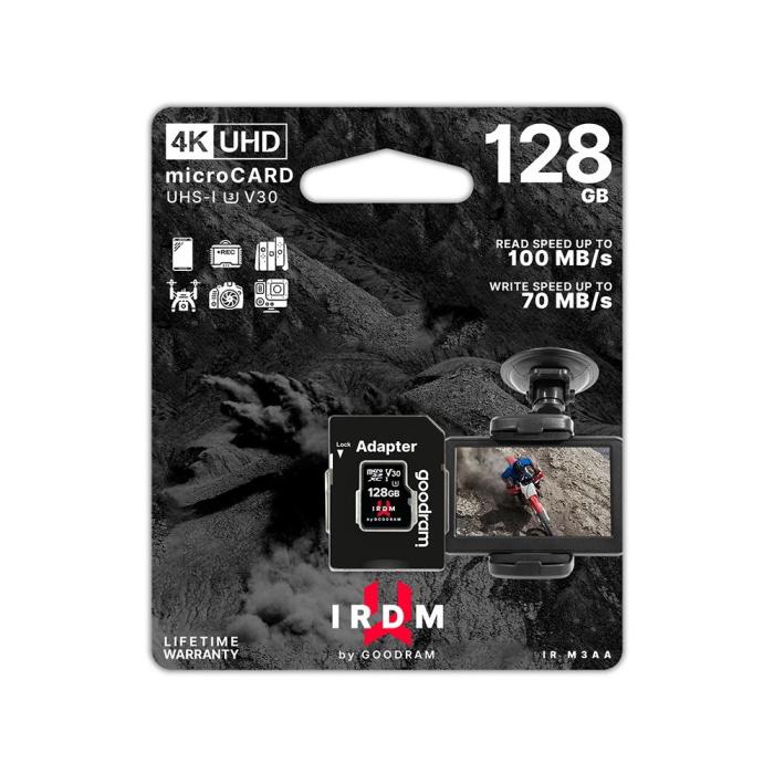 Goodram - GoodRam 128GB microSD UHS-I U3 V30 minneskort med adapter