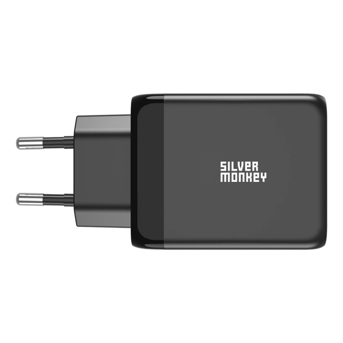 Silver Monkey - Silver Monkey GaN 65W Väggladdare 2x USB-C PD 1x USB-A QC 3.0