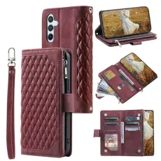 OEM - Samsung Galaxy S26 Pl&aring;nboksfodral Rhombus Stitching Line Konstl&auml;der - Vinr&ouml;d