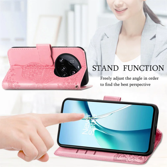 A-One Brand - Xiaomi 15 Ultra Plånboksfodral Butterfly Pattern - Rosa