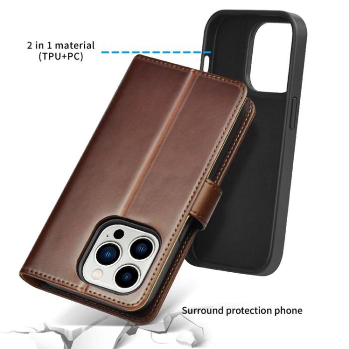 PULOKA - Puloka iPhone 14 Plus Plånboksfodral Magsafe 2in1 Detachable - Brun