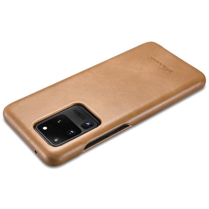 UTGATT1 - iCarer Galaxy S20 Ultra 4G/5G Fodral Vintage Äkta Läder - Guld