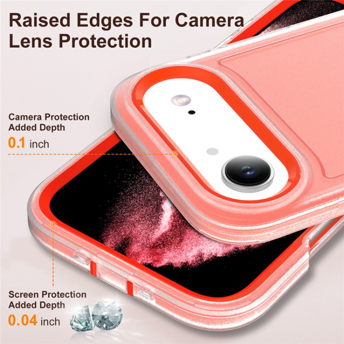 A-One Brand - iPhone 17 Air Mobilskal Kickstand Silikon - Transparent/Orange