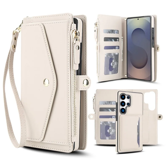A-One Brand - Galaxy S25 Ultra Plånboksfodral MagSafe Detachable - Vit