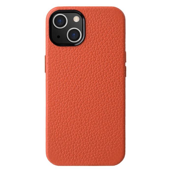 Melkco - MELKCO iPhone 14 Magnetisk BakMobilskal Äkta Läder + PC - Orange