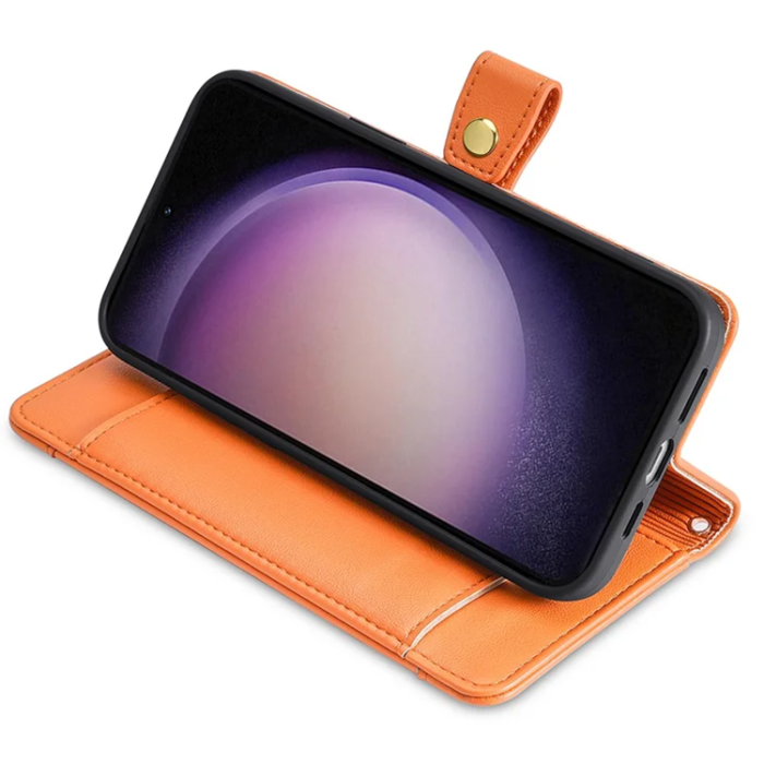A-One Brand - Galaxy A15 5G Konstläder Plånboksfodral med 2 Rem - Orange