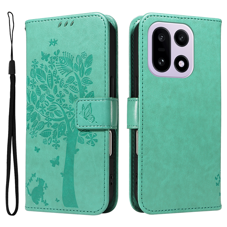 OnePlus 15 5G Plånboksfodral Cat Tree Pattern Konstläder (Grön) | 2353 | AlltMobil