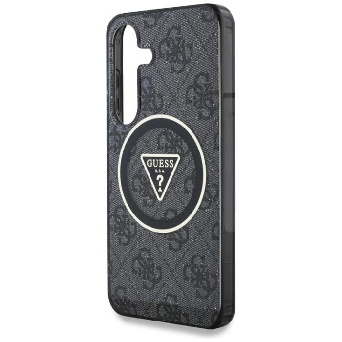 Guess - Guess Galaxy S25 Mobilskal MagSafe 4G Glitter Triangle Buttons - Svart