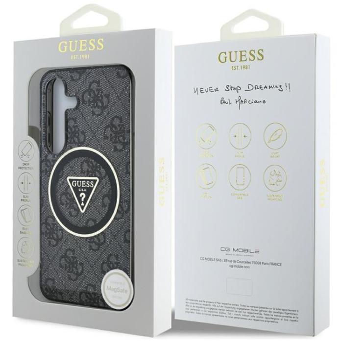 Guess - Guess Galaxy S25 Mobilskal MagSafe 4G Glitter Triangle Buttons - Svart