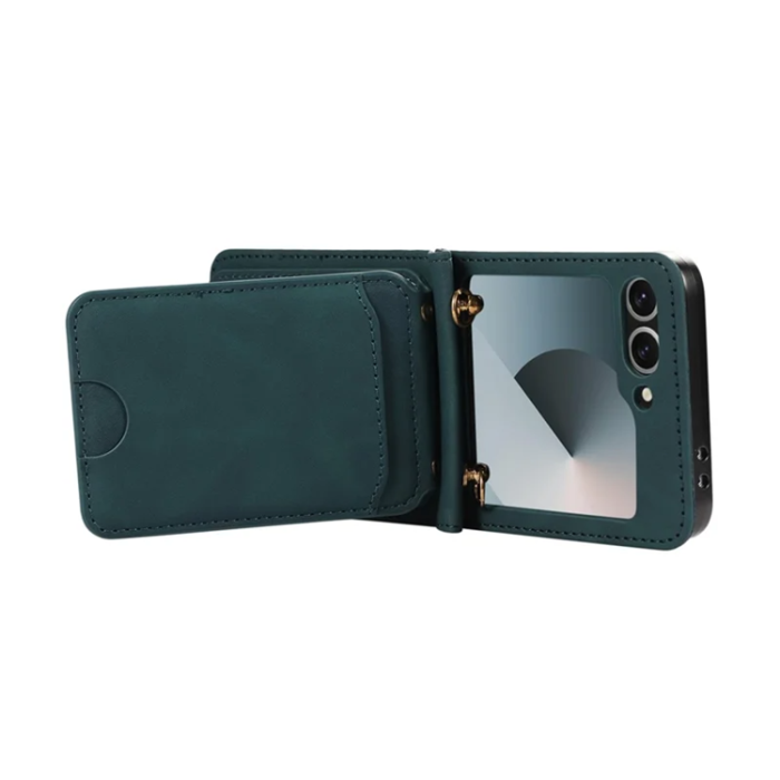 A-One Brand - Galaxy Z Flip7 Plånboksfodral Kickstand med Axelrem - Grön