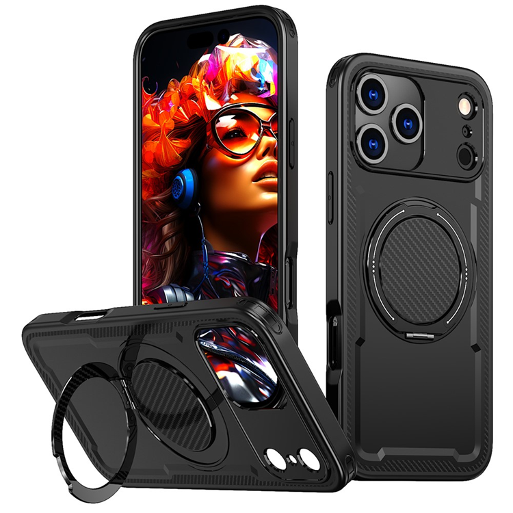 iPhone 17 Pro Max Mobilskal MagSafe TPU+PC Kickstand - Svart | 2353 | AlltMobil