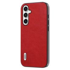 ABEEL - ABEEL Mobilskal till Samsung Galaxy S23 FE PU L&auml;der R&ouml;d Retro Textur