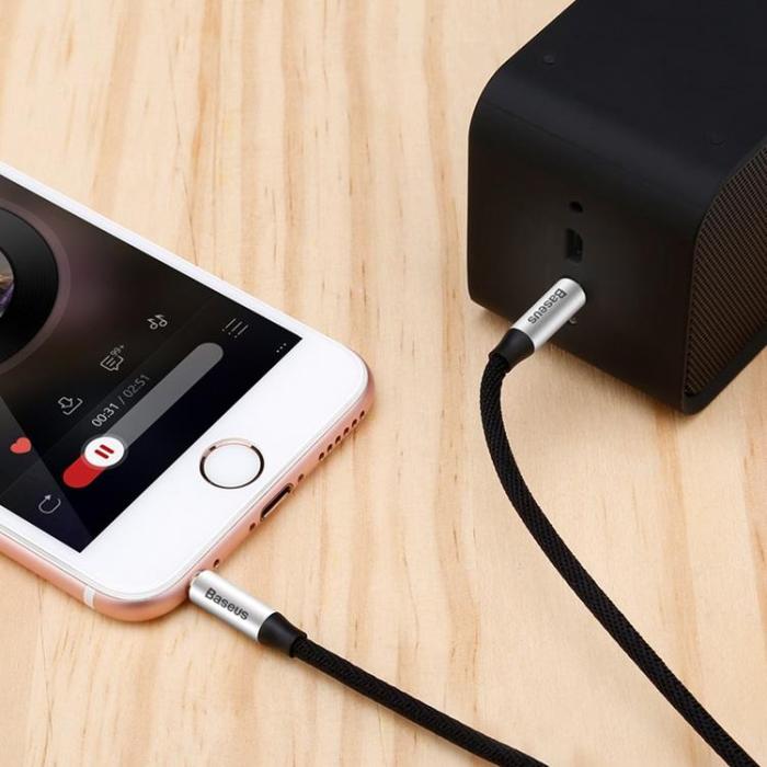 UTGATT1 - Baseus Yiven M30 stereo AUX Kabel - Silver/Svart