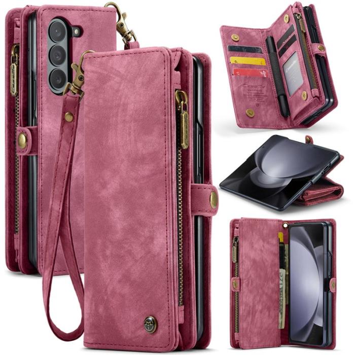Caseme - CASEME 008 Konstläder Plånboksfodral till Samsung Galaxy Z Fold5 5G Röd