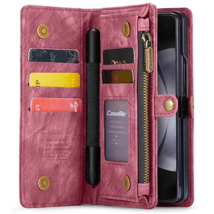 Caseme - CASEME 008 Konstläder Plånboksfodral till Samsung Galaxy Z Fold5 5G Röd
