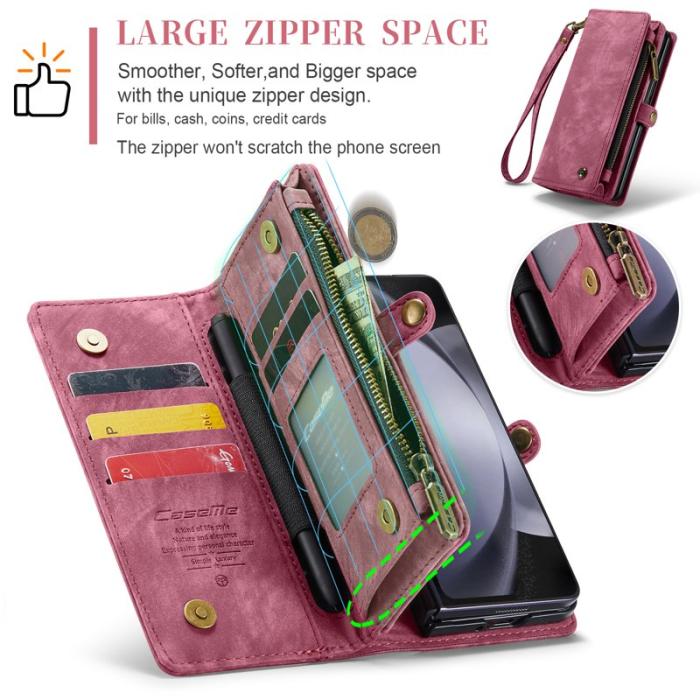 Caseme - CASEME 008 Konstläder Plånboksfodral till Samsung Galaxy Z Fold5 5G Röd