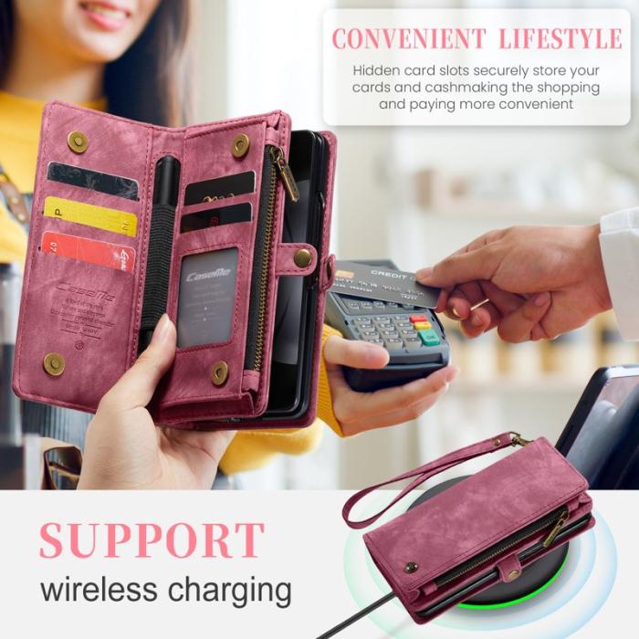 Caseme - CASEME 008 Konstläder Plånboksfodral till Samsung Galaxy Z Fold5 5G Röd
