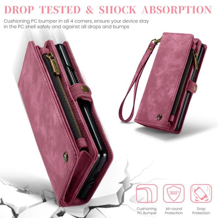 Caseme - CASEME 008 Konstläder Plånboksfodral till Samsung Galaxy Z Fold5 5G Röd