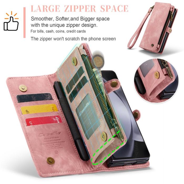 Caseme - CASEME 008 Konstläder Plånboksfodral till Samsung Galaxy Z Fold5 5G - Rosa