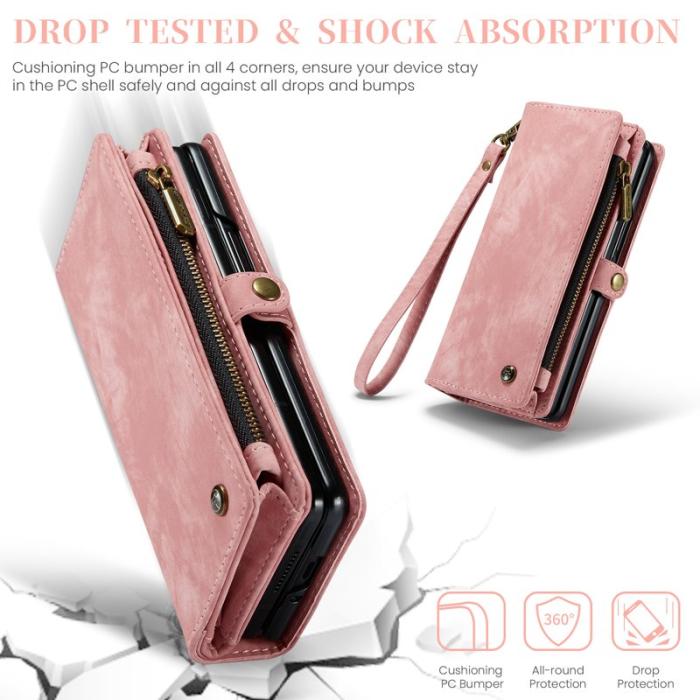 Caseme - CASEME 008 Konstläder Plånboksfodral till Samsung Galaxy Z Fold5 5G - Rosa