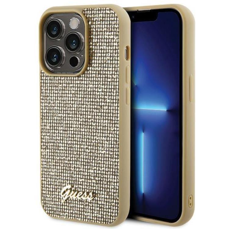 Guess iPhone 15 Pro Mobilskal Disco Metal Script - Guld | 2353 | AlltMobil