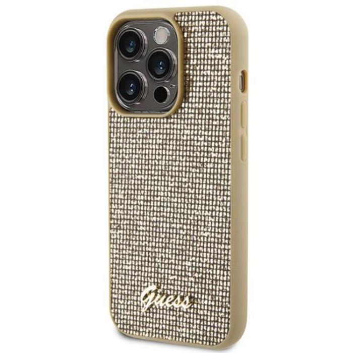 Guess - Guess iPhone 15 Pro Mobilskal Disco Metal Script - Guld
