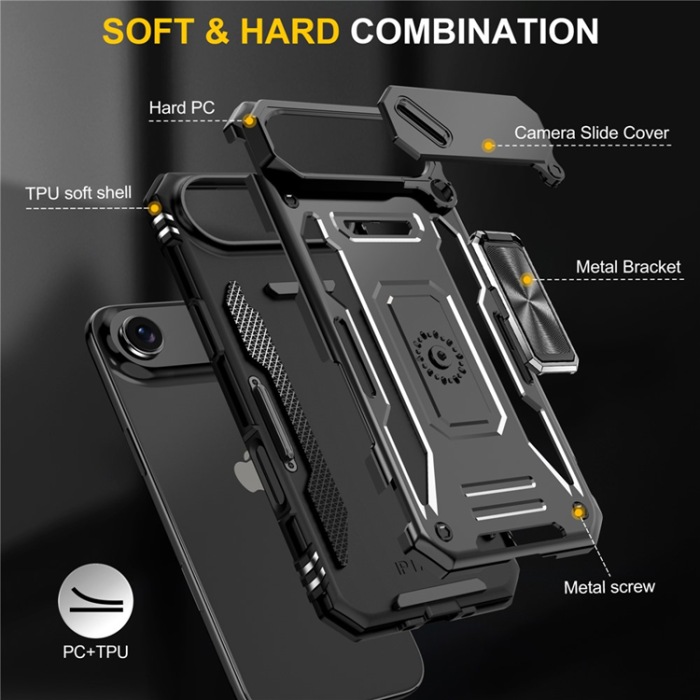 A-One Brand - iPhone 17 Air Mobilskal Kickstand Lens Lid - Svart
