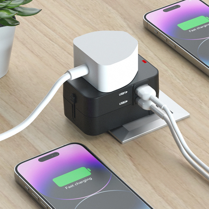 Wozinsky - Wozinsky Universal Reseadapter 24W 2xUSB-A EU/US/AUS/UK- Svart