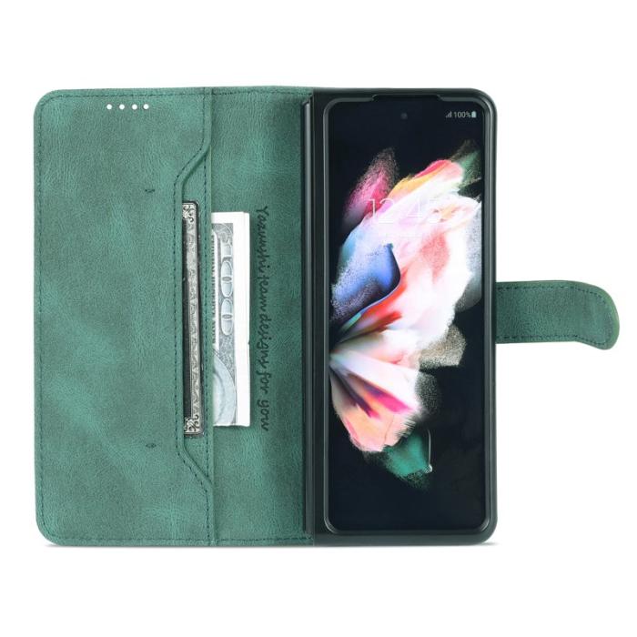 AZNS - AZNS Samsung Galaxy Z Fold3 Plånboksfodral Konstläder - Grön