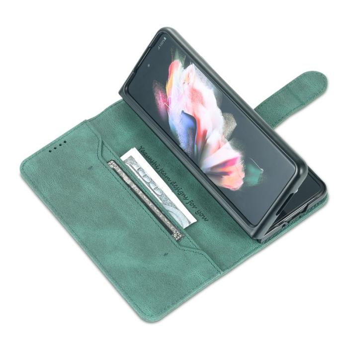 AZNS - AZNS Samsung Galaxy Z Fold3 Plånboksfodral Konstläder - Grön