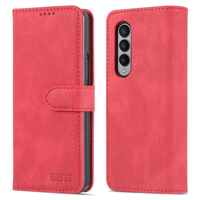 AZNS - AZNS Samsung Galaxy Z Fold3 Plånboksfodral Konstläder - Röd
