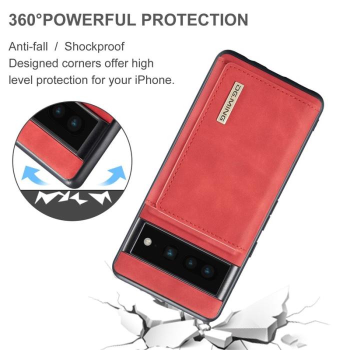 DG.MING - DG.MING Konstläder Plånboksfodral för Google Pixel 7 Pro 5G Röd
