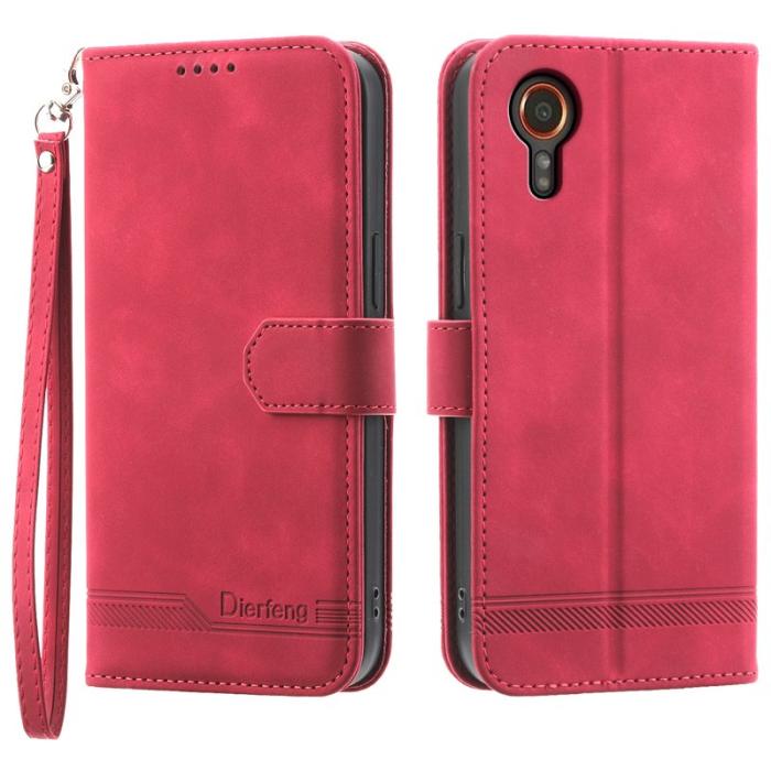 DIERFENG - DIERFENG DF-03 Samsung Galaxy Xcover7 Plånboksfodral Konstläder - Röd