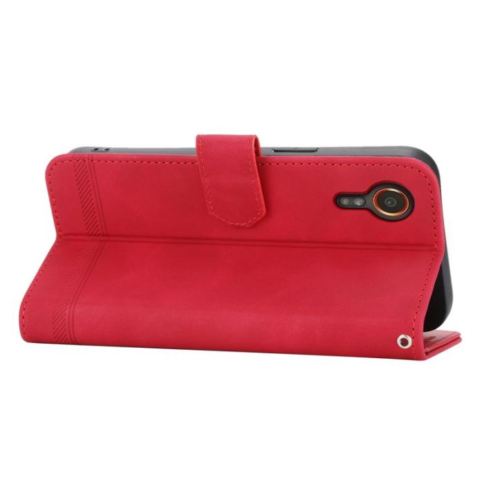 DIERFENG - DIERFENG DF-03 Samsung Galaxy Xcover7 Plånboksfodral Konstläder - Röd