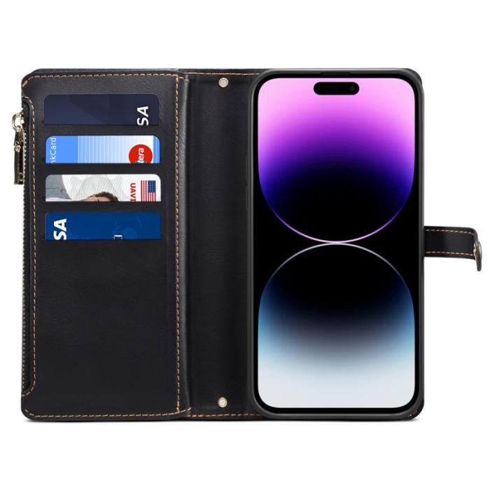 ESEBLE - ESEBLE iPhone 16 Plus Plånboksfodral RFID Blocking Konstläder - Svart