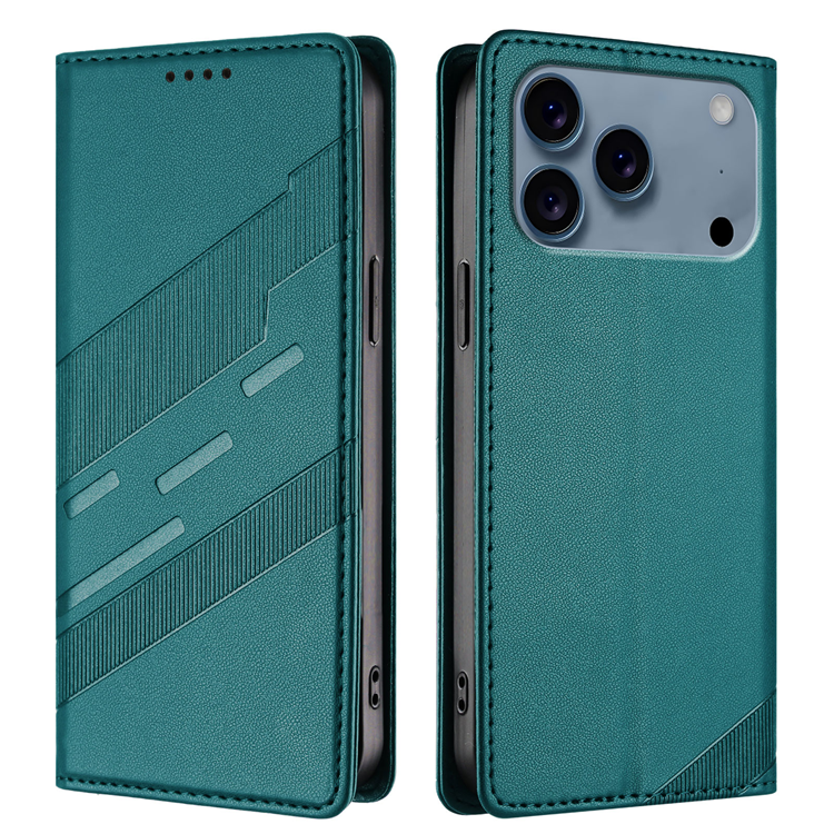 iPhone 17 Pro Max Plånboksfodral Punk Style Imprinted - Mörkgrön | 2353 | AlltMobil