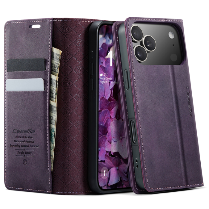 Caseme - Caseme iPhone 17 Pro Plånboksfodral RFID Blocking 033 - Lila