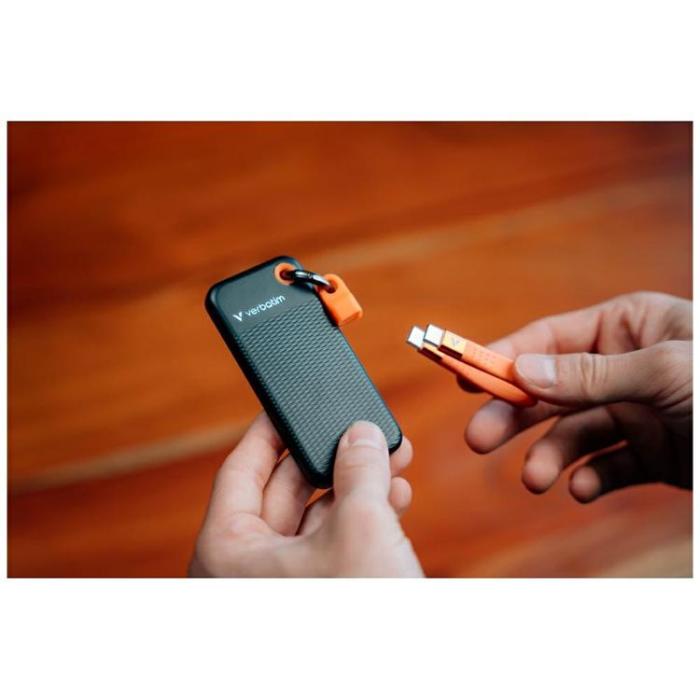 Verbatim - Verbatim Extern hårddisk Pocket SSD 256GB USB-C 3.2 Gen 2 - Svart/Orange