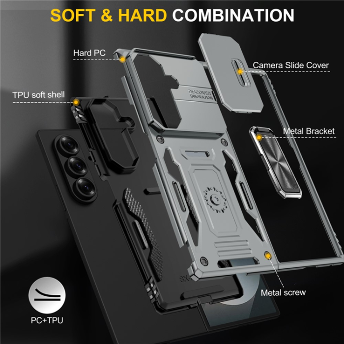 A-One Brand - Galaxy Z Fold7 5G Mobilskal Kickstand Slide - Grå