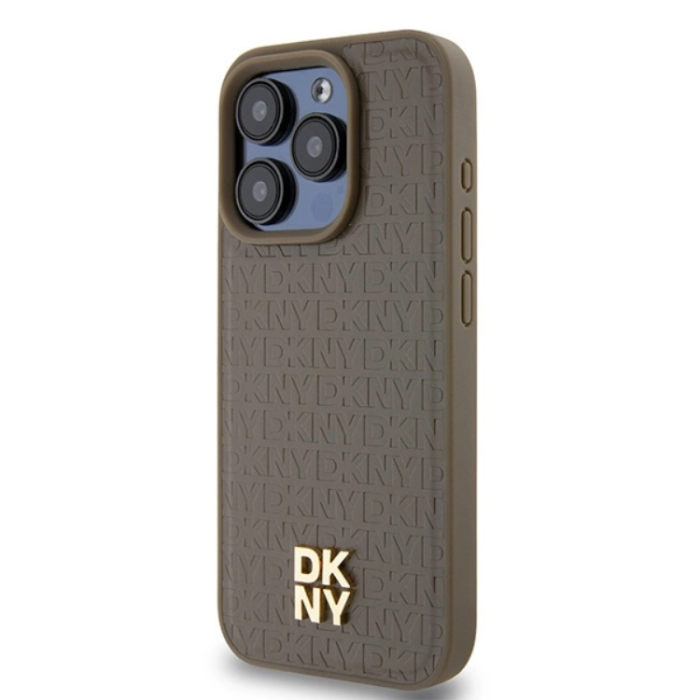 DKNY - DKNY iPhone 15/14 Plus Mobilskal Magsafe Läder Pattern Metal Logo