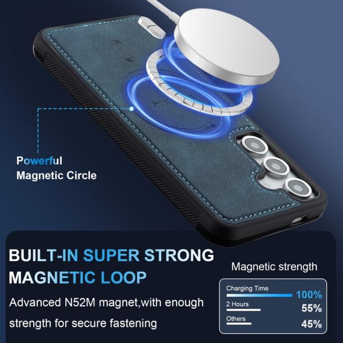 LC.imeeke - LC.IMEEKE L6 Fodral KonstLäder för Samsung Galaxy S25 - Blå
