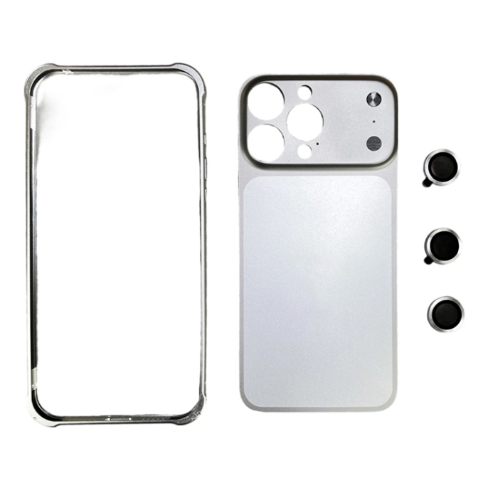 A-One Brand - iPhone 16 Pro Max Mobilskal Metal med Kameralinsskydd - Silver