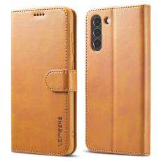 LC.imeeke - LC.IMEEKE Samsung Galaxy S21 FE Pl&aring;nboksfodral i Konstl&auml;der - Brun