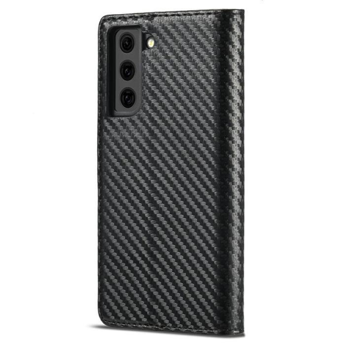 LC.imeeke - LC.IMEEKE Samsung Galaxy S21 FE Plånboksfodral Konstläder - Svart
