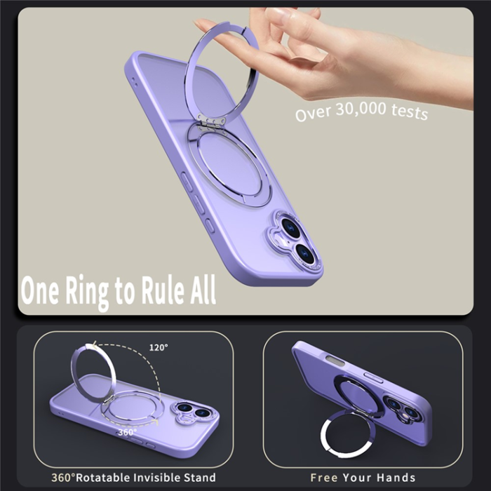 A-One Brand - iPhone 17 Mobilskal Ring Kickstand TPU PC - Lila
