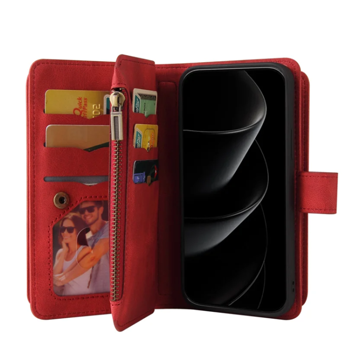 A-One Brand - iPhone 17 Pro Konstläder Plånboksfodral Zipper Rem