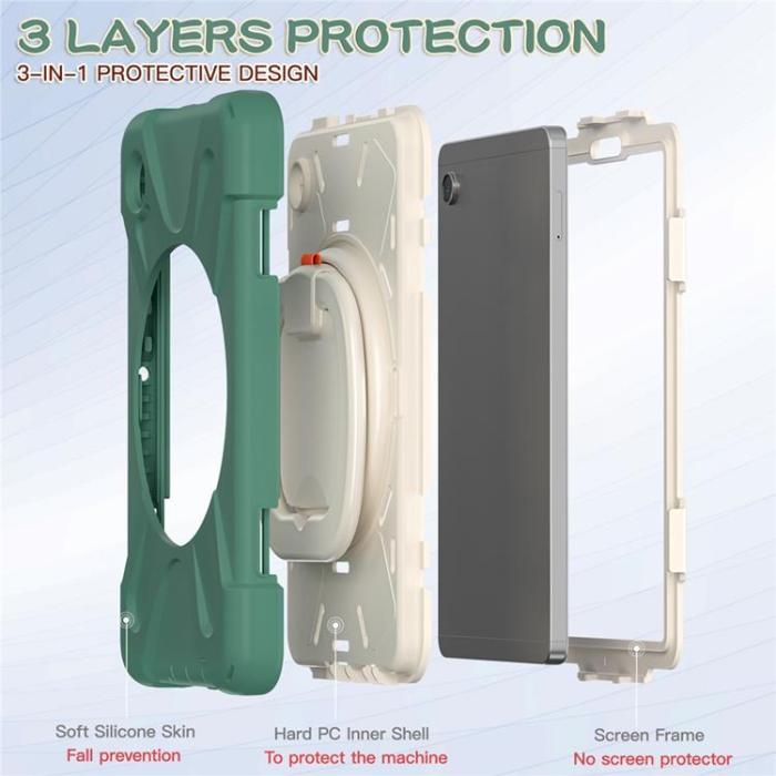 A-One Brand - Galaxy Tab A9 Skal Kickstand Handle Grip - Emerald Grön